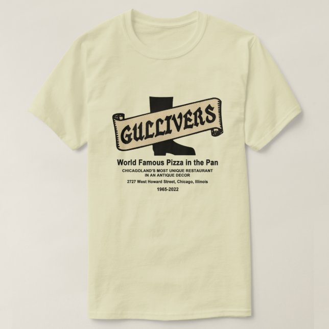 T-shirt Gullivers Pizza & Restaurant, Chicago (Design devant)