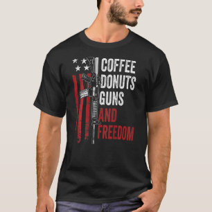 T-shirt Guns Donuts Café Liberté Gun Ar15 États-Unis Au Do