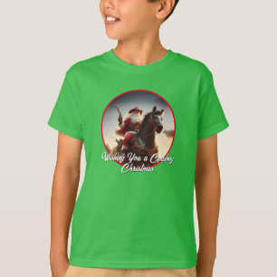 T-shirt Gunslinger Santa Claus équitation Cheval Noël