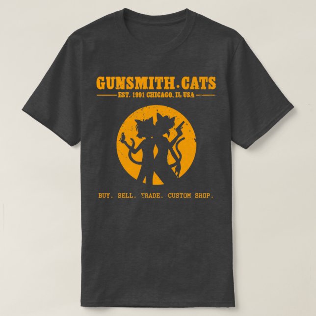T-shirt Gunsmith Chats Shop orange (Design devant)