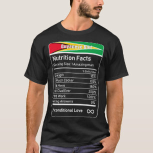 T-shirt Guyana Dad Nutrition Facts Fête des pères Cadeau
