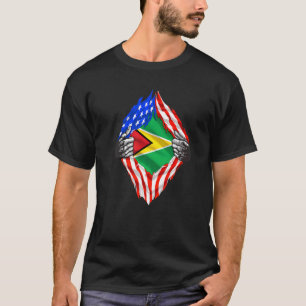 T-shirt Guyana Racines Drapeau États-Unis Patriotique Héri