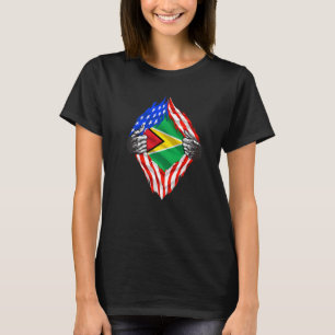 T-shirt Guyana Racines Drapeau États-Unis Patriotique Héri