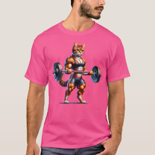 T-shirt Gym Muscle Girl Avec Barbell Fitness Bodybuilding