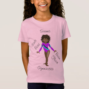T-Shirt Gymnaste Afro-Américain, Yeux Marron, Lion Violet
