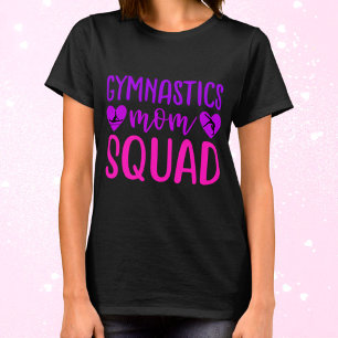 T-shirt Gymnastics Mom Squad Quote w/ Pink and Purple Text