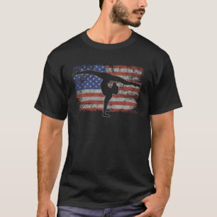 T-shirt Gymnastique acrobatique rétro USA Drapeau 4 juille