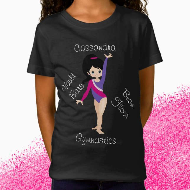 T-Shirt Gymnastique Cheveux noirs, Yeux Bleus, Léotard Vio (Créateur téléchargé)