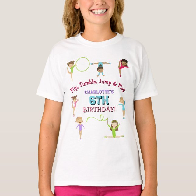 T-shirt Gymnastique Enfants Fille Anniversaire Thème Fille (Devant)
