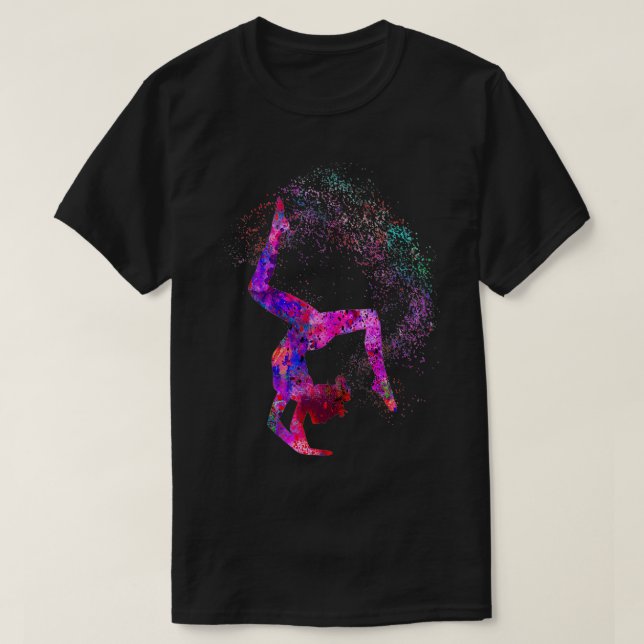 T-shirt Gymnastique fille aquarelle gymnastique en cadeau  (Design devant)