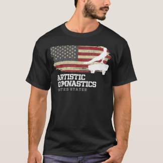 T-shirt Gymnastique Mens Gymnaste Drapeau Américain Gymnas