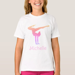 T-shirt Gymnastique Parties scintillant rose Nom personnal