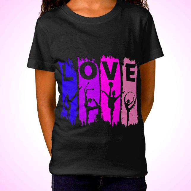 T-Shirt Gymnastique rythmique d'amour rose et violet (Créateur téléchargé)