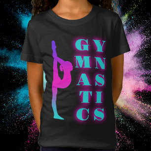T-Shirt Gymnastique violet rose turquoise Ombre