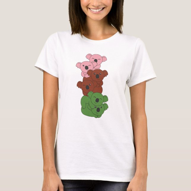 T-shirt Gynosexuel Flag Pride Lgbtq Cute Koala Pile (Devant)