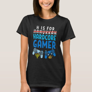 T-shirt H Est Pour Hanoukka Gamer Video Gaming Boys Men Pa