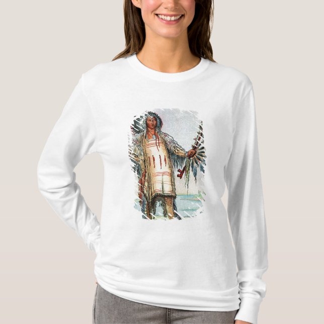 T-shirt Ha-Na-Tah-Muah indien de Mandan, chef de loup (Devant)
