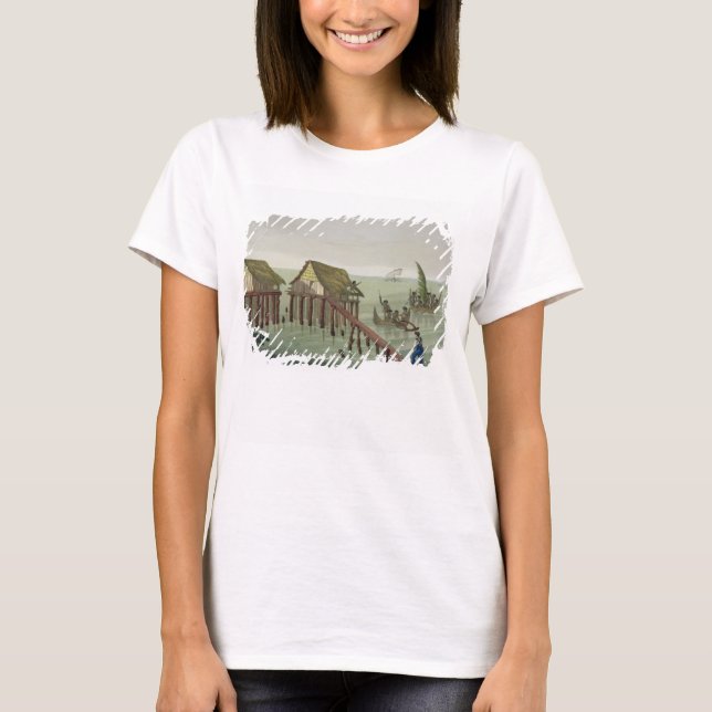 T-shirt Habitations de la tribu Papu, Rawak, plaque 22 pou (Devant)