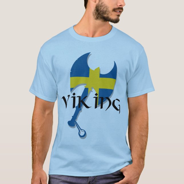 T-shirt Hache de drapeau de Viking Suède de Suédois (Devant)