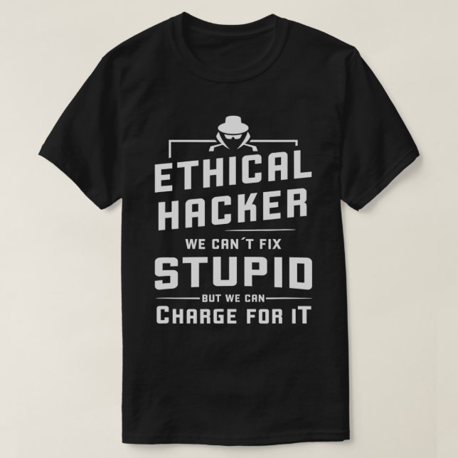T-shirt Hacker blanc Casquette pirate informatique sécurit (Design devant)