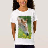 Haflinger Horse Cute Foal Flowers Photo pour fille