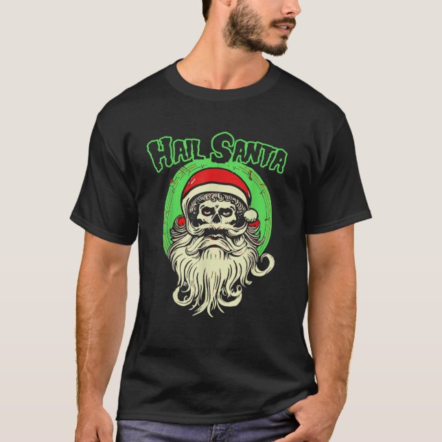 T-shirt Hail Père Noël Funny Skull Fiancé Santa Claus Dark (Devant)