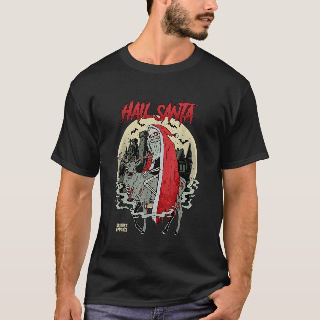 T-shirt Hail Père Noël Rétro Horreur laid Noël (Devant)