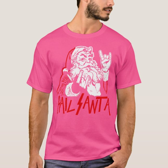 T-shirt Hail Père Noël Sleigher Lourd Metal Noël Noël Noël (Devant)
