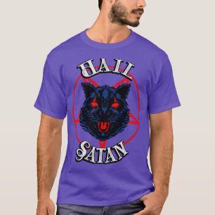 T-shirt Hail Satan Demon Cat Black Metal Occult Kitty Kitt