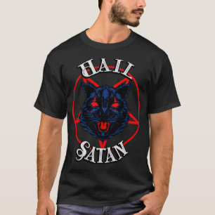 T-shirt Hail Satan Demon Cat Black Metal Occult Kitty Kitt