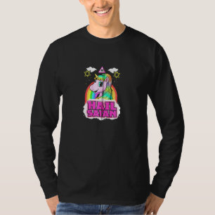 T-shirt Hail Satan Unicorn - Cute Rainbow Death Metal