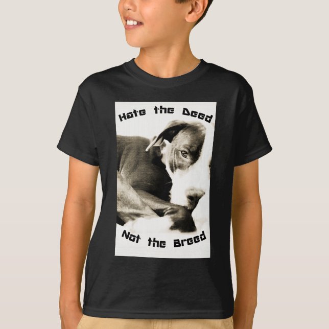T-shirt haïr l'acte pas la race pitbull (Devant)
