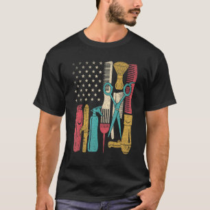 T-shirt Hairstylist Tools USA Drapeau Haircutter Barber Ch