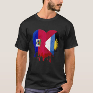 T-shirt Haïti Antigua Barbuda Drapeau Coeur Cultivé Patrio