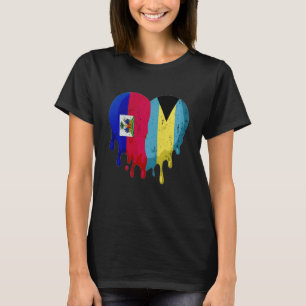 T-shirt Haïti Bahamas Drapeau Cœur Citoyen Élevé Patriote 