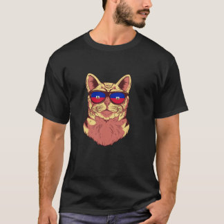 T-shirt Haïti Drapeau Haïti Chat Lunettes de soleil Drôle 