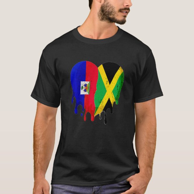 T-shirt Haïti Jamaïcain Hispanique Mois du patrimoine Drap (Devant)