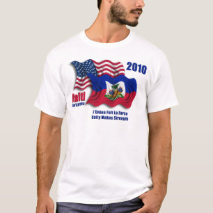 T-shirt Haïtien et drapeaux de ondulation américains pour