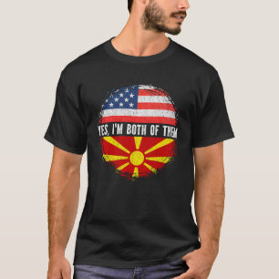 T-shirt Half American Half Macedonian USA Flag Macedonia