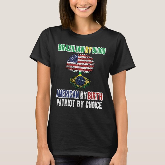 T-shirt Half Brazilian Half American Flag Brazil USA (Devant)