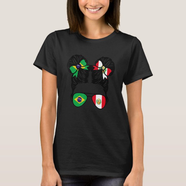 T-shirt Half Brazilian Half Peruvian Girl Brazil Kids (Devant)