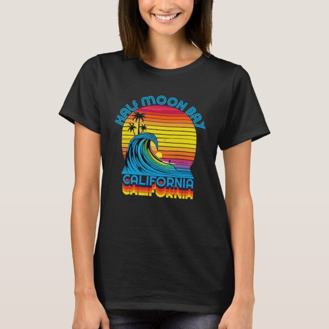 T-shirt Half Moon Bay Retro Throwback Surf & Beach Souveni (Devant)