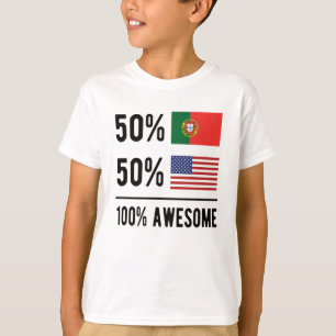 T-shirt Half Portuguese Half American Flag Portugal États-