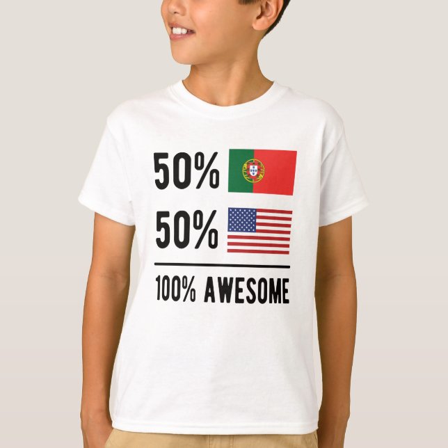 T-shirt Half Portuguese Half American Flag Portugal États- (Devant)