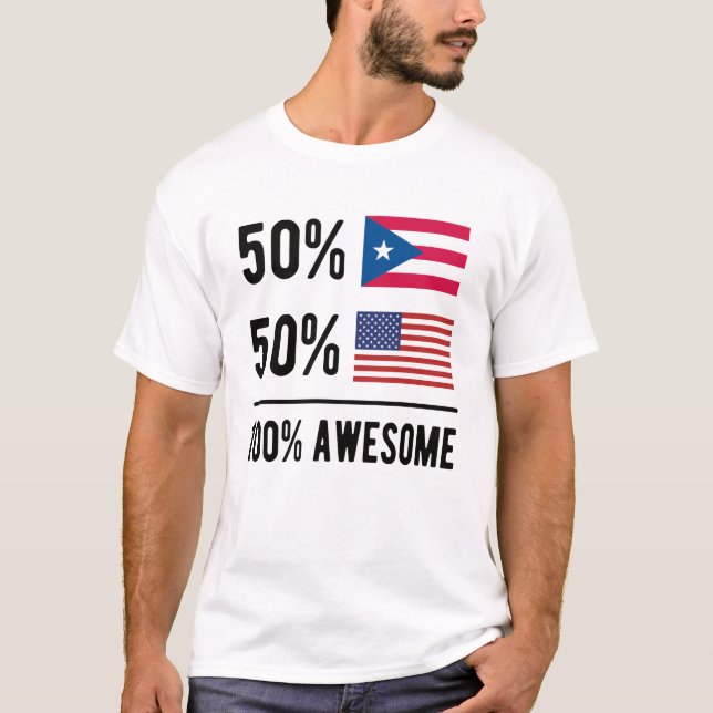 T-shirt Half Puerto Rican Half American Puerto Rico USA (Devant)
