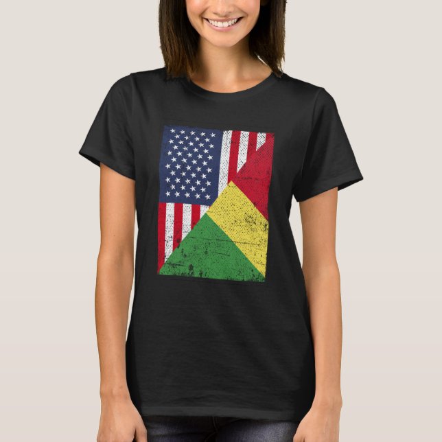T-shirt Half USA Flag Half Congo Flag American Congolese (Devant)
