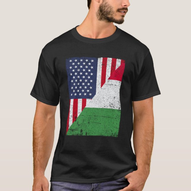 T-shirt Half USA Flag Half Italy Flag American Italian (Devant)