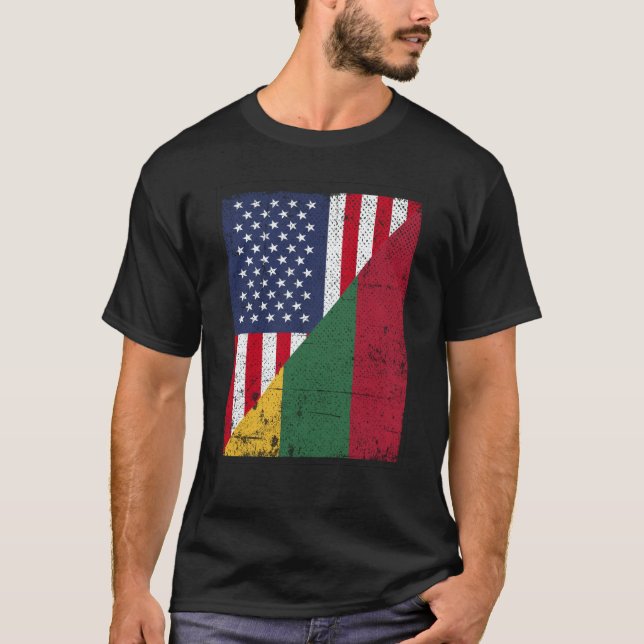 T-shirt Half USA Flag Half Lithuania Flag American Lithuan (Devant)