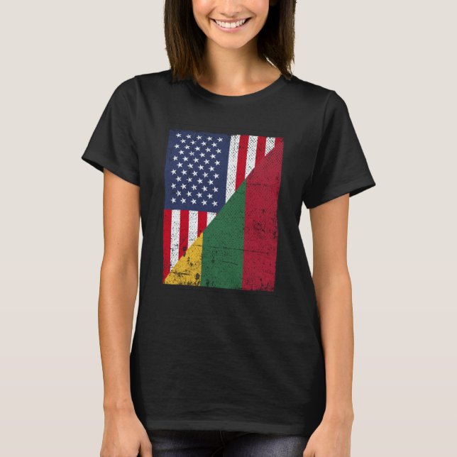 T-shirt Half USA Flag Half Lithuania Flag American Lithuan (Devant)