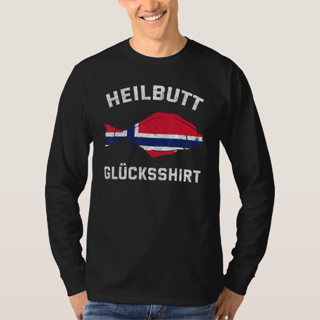 T-shirt Halibut Lucky Norvège Drapeau Pêche Voyage 1 (Devant)